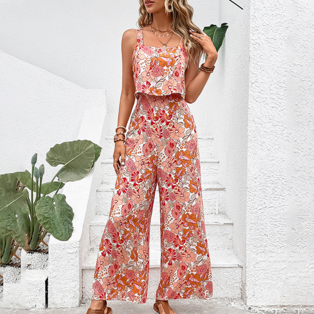 Desiree - Dames Bloemen Jumpsuit met Elegante Snit