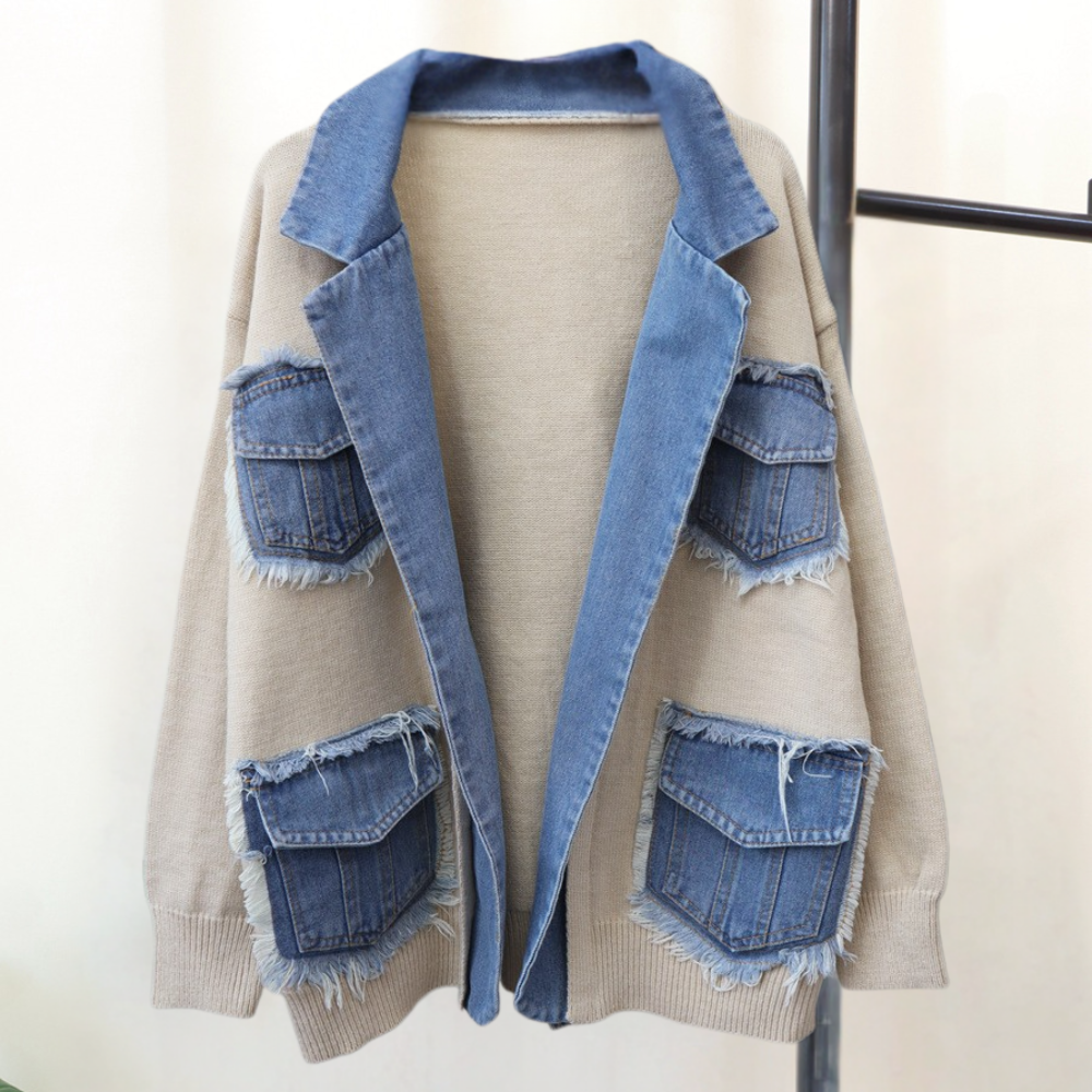 Hadria - Casual en stijlvol gebreid denim vest voor dames